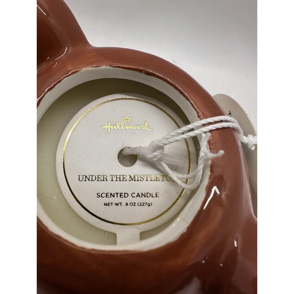 Hallmark‎ Reindeer Candle Holder Under Mistletoe 8oz Ceramic Christmas Decor